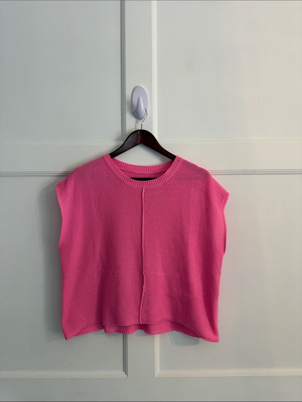 Bright Pink Knit Sleeveless Top